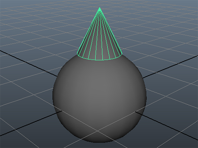 MAYA Create→Polygon Primitives→Cone MAYA Create→Polygon Primitives→Cone