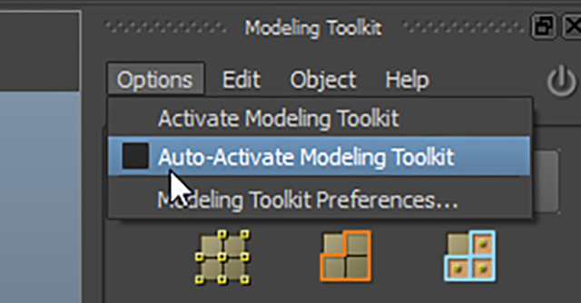 MAYA Options→Auto-Active Modeling Toolkit MAYA Options→Auto-Active Modeling Toolkit