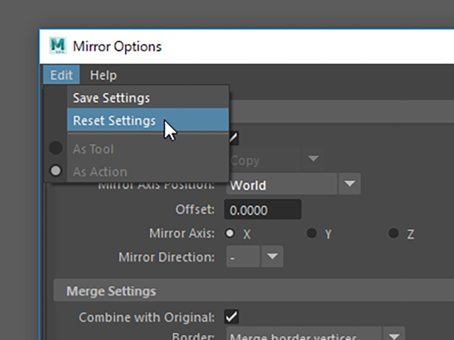 MAYA Reset Settings MAYA Reset Settings