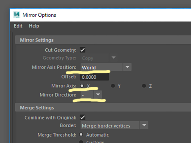 MAYA Mirror Options MAYA Mirror Options