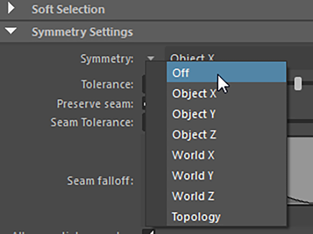 MAYA Symmetry Settings MAYA Symmetry Settings
