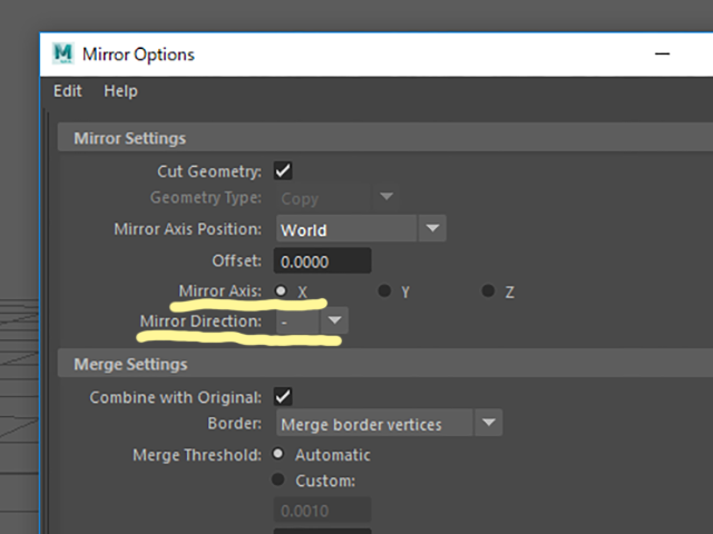 MAYA Mirror Options MAYA Mirror Options
