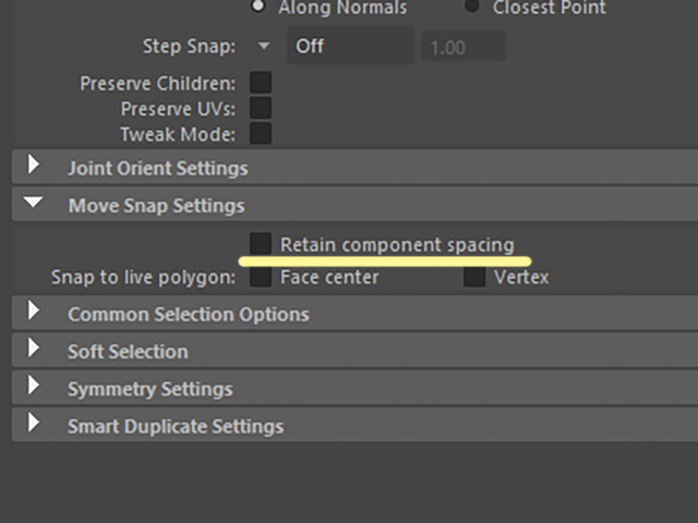 MAYA Retain component spacing MAYA Retain component spacing