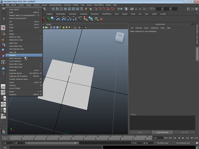MAYA Edit→Deselect All MAYA Edit→Deselect All