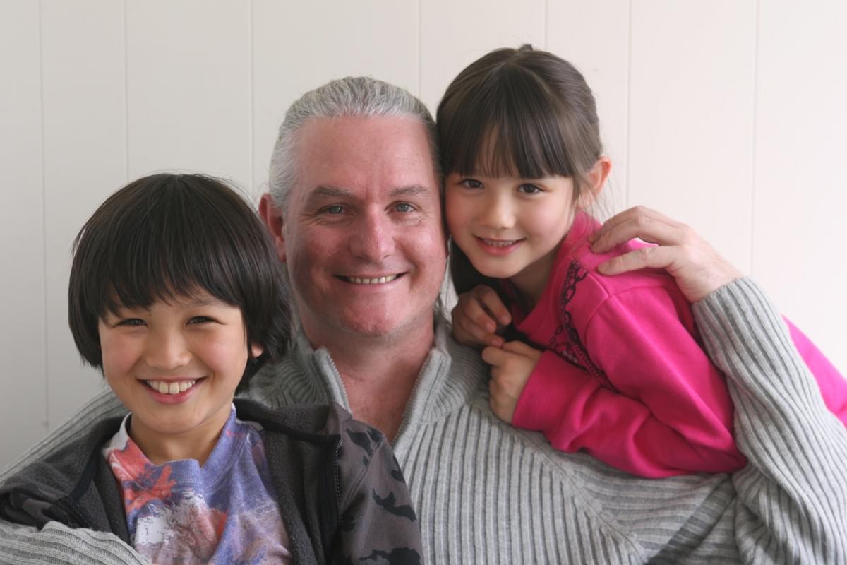 Tim Tipene with his kids, 2014 Tim Tipene with his kids, 2014