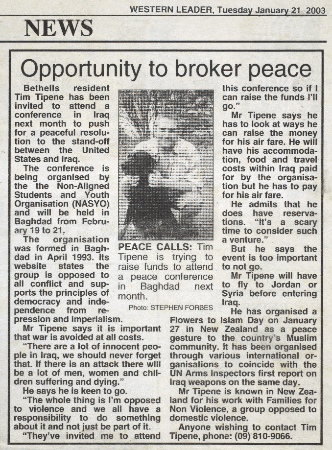 Tim TIpene opportunity to broker peace Tim TIpene opportunity to broker peace