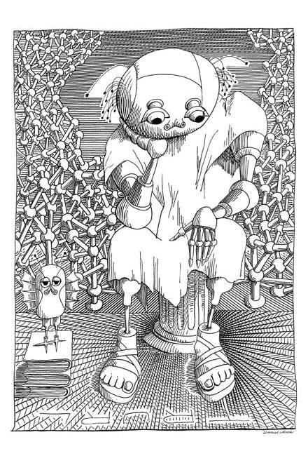 Daniel Mroz’s illustration of Trurl - a genius constructor from The Cyberiad Daniel Mroz’s illustration of Trurl - a genius constructor from The Cyberiad