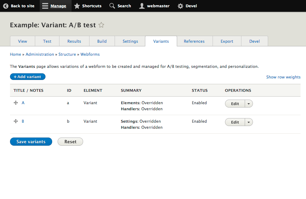 Variant instances (plugin) Variant instances (plugin)