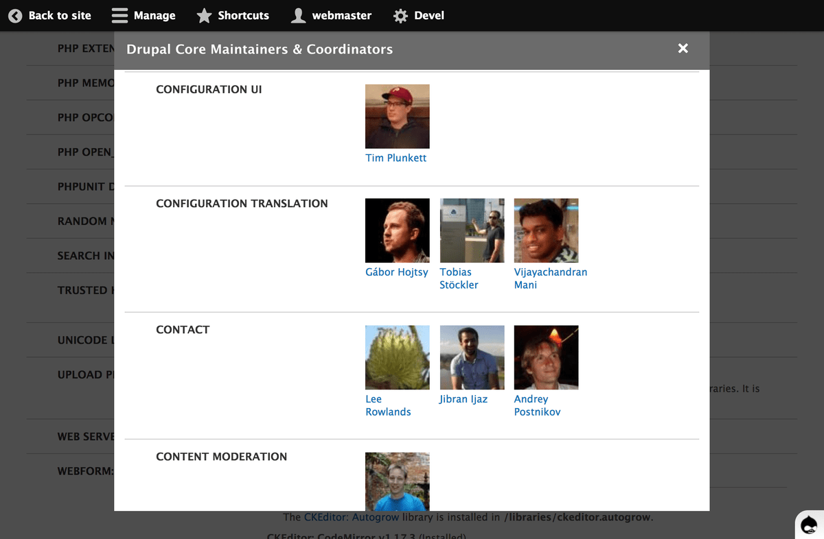 Status Report: Community Information: Drupal Core Maintainer & Coordinators Status Report: Community Information: Drupal Core Maintainer & Coordinators