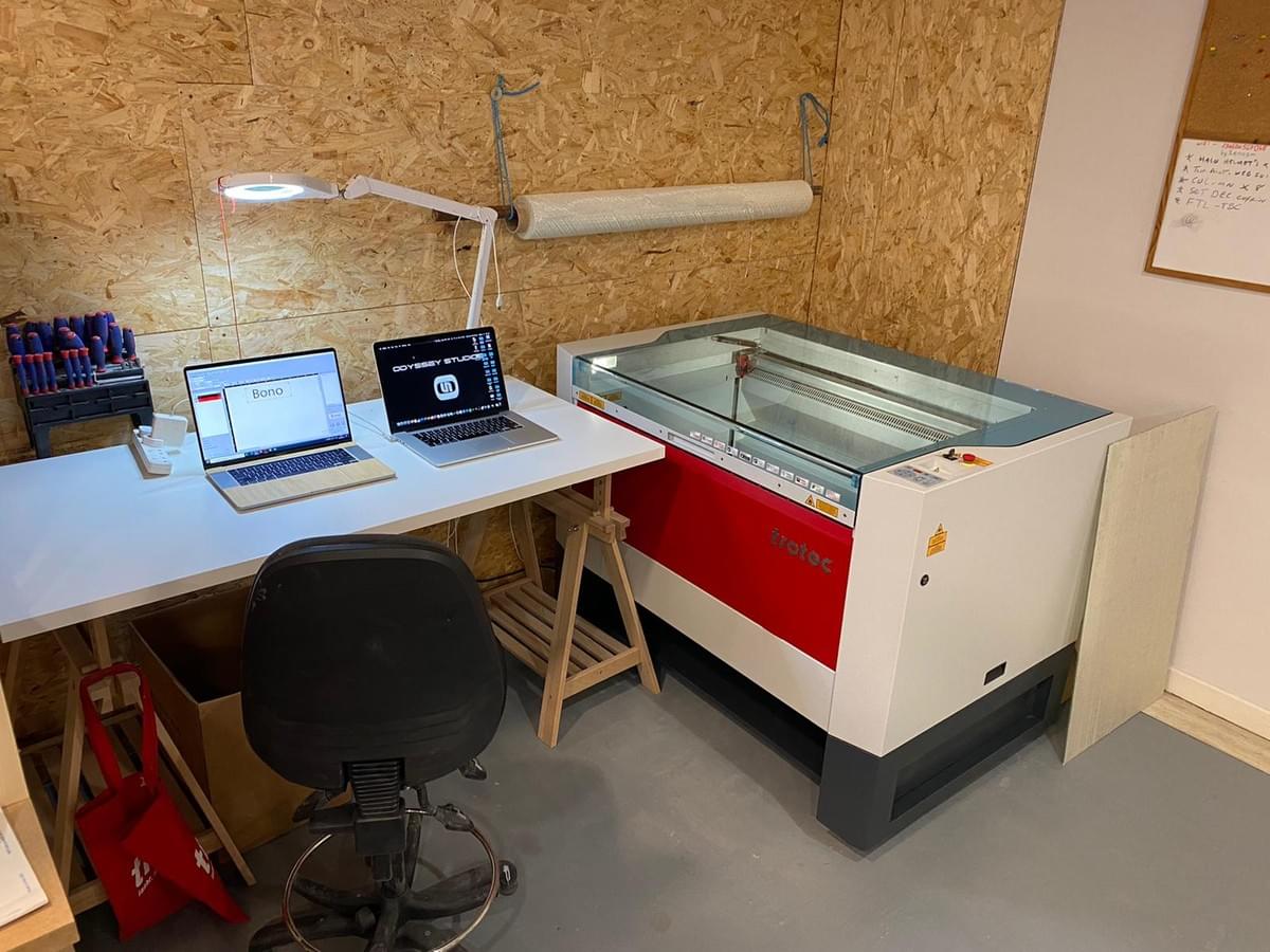 Laser cutting work station - Odyssey Studios model making, prothestics, props and more Laser cutting work station - Odyssey Studios model making, prothestics, props and more