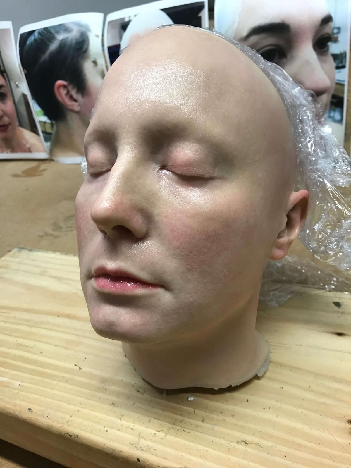 Silicone female head prosthetic from HOD Bobby McGlynn in Odyssey Studios Limerick Silicone female head prosthetic from HOD Bobby McGlynn in Odyssey Studios Limerick