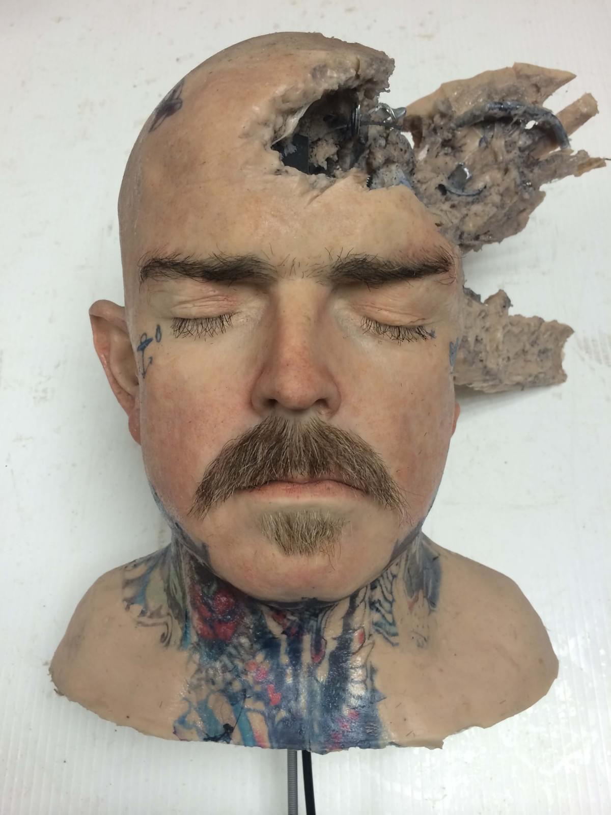 Male prosthetic head with injury from HOD Bobby McGlynn in Odyssey Studios Limerick Male prosthetic head with injury from HOD Bobby McGlynn in Odyssey Studios Limerick