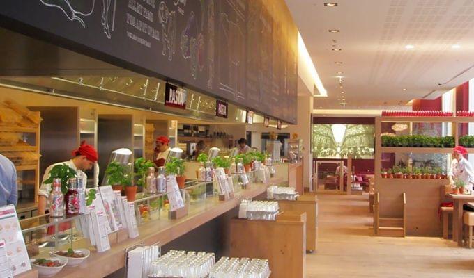 Food counter at Vapiano bankside Food counter at Vapiano bankside