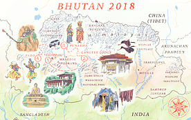 Illustrated map of bhutan 2018 Illustrated map of bhutan 2018