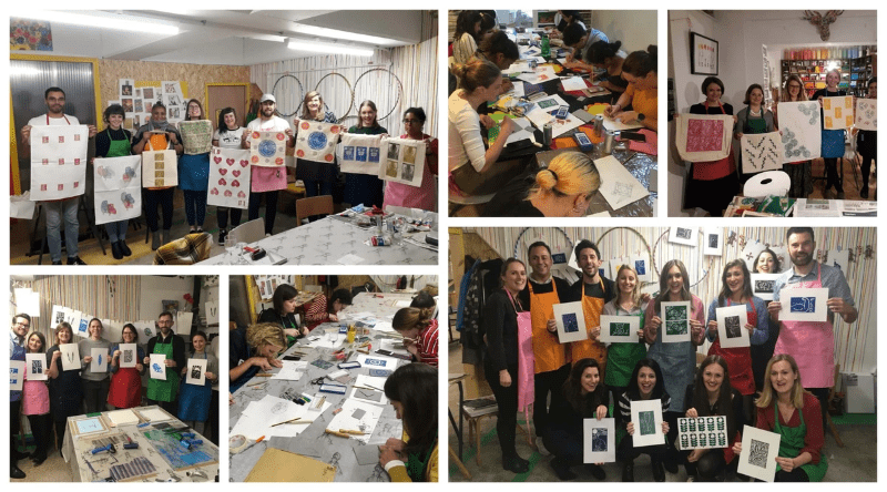 Some lino printing groups at M.Y.O Some lino printing groups at M.Y.O