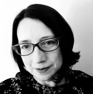 Black and white photograph of Linda's face. Black and white photograph of Linda's face.
