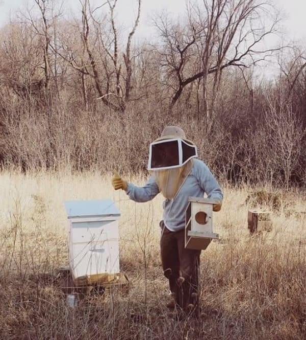 Installing our first package of bees - April 2014 Installing our first package of bees - April 2014