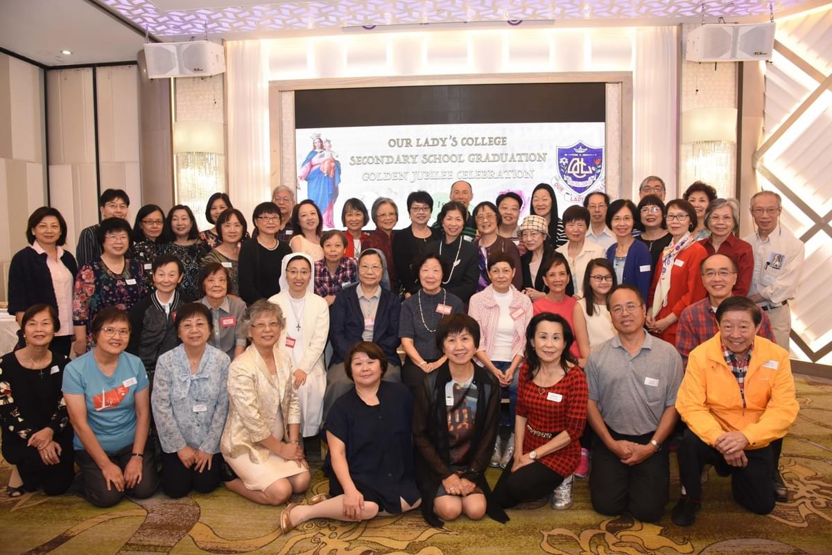Group photo of 1968 alumni and families, teachers and sisters Group photo of 1968 alumni and families, teachers and sisters