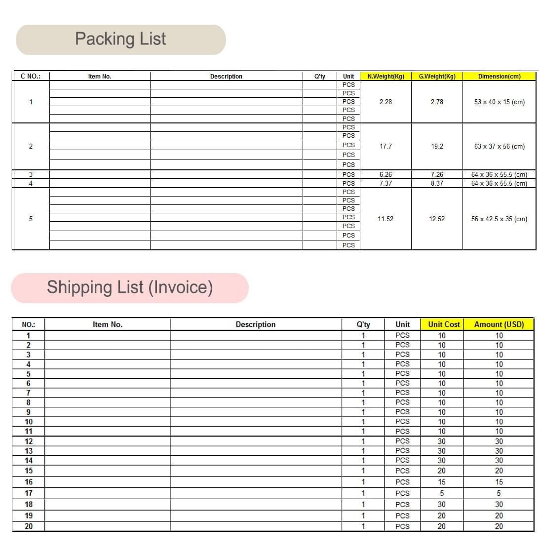 packing list 與 Shipping List 的差異 packing list 與 Shipping List 的差異