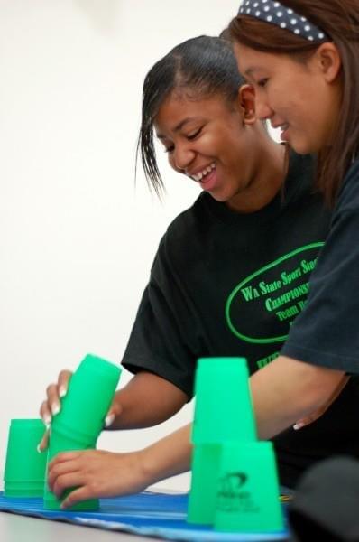 High Schoolers Play Stacking Competition (c) Dena Michele Rosko High Schoolers Play Stacking Competition (c) Dena Michele Rosko