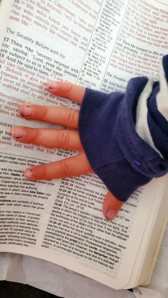 Child Hand on Grandma's Bible (c) Dena Michele Rosko 2020 Child Hand on Grandma's Bible (c) Dena Michele Rosko 2020