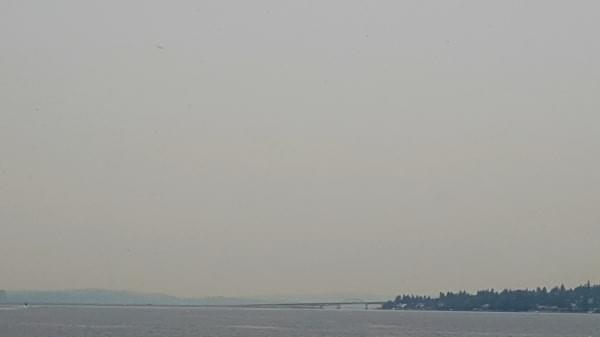 Wildfire smoke Summer 2017 + I-90 Bridge via Seward Park, Seattle, Wash. Wildfire smoke Summer 2017 + I-90 Bridge via Seward Park, Seattle, Wash.