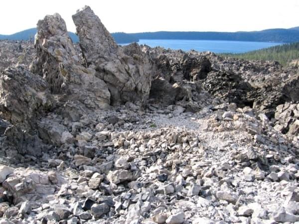 Paulina Lake via obsidian flow Oregon Paulina Lake via obsidian flow Oregon