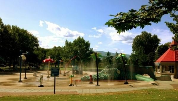 Waterpark splash pad for kids at Kelowna, BC, Canada Waterpark splash pad for kids at Kelowna, BC, Canada