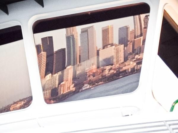 Seattle Reflection on Ferry Window Seattle Reflection on Ferry Window