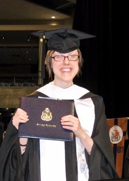 Dena Rosko MA graduation with diploma Dena Rosko MA graduation with diploma