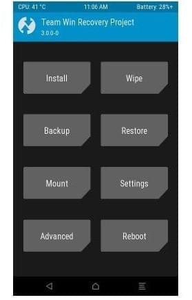 schermata principale twrp 3.0.0 schermata principale twrp 3.0.0