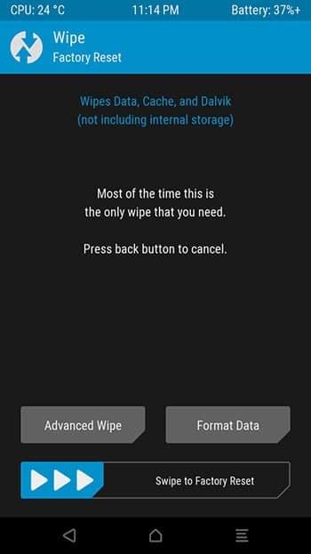schermata wipe twrp schermata wipe twrp