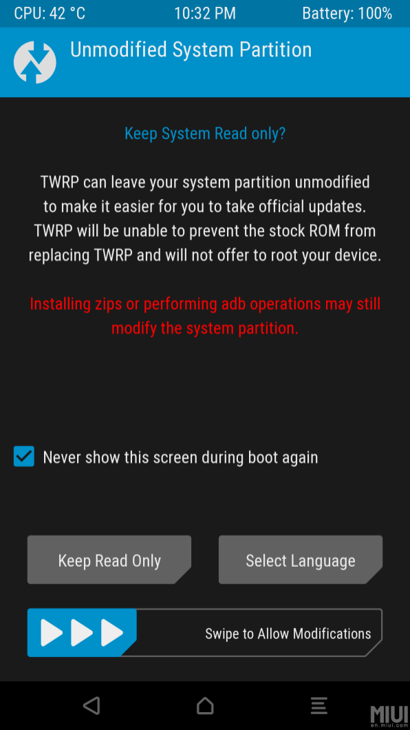 Schermata iniziale twrp Schermata iniziale twrp