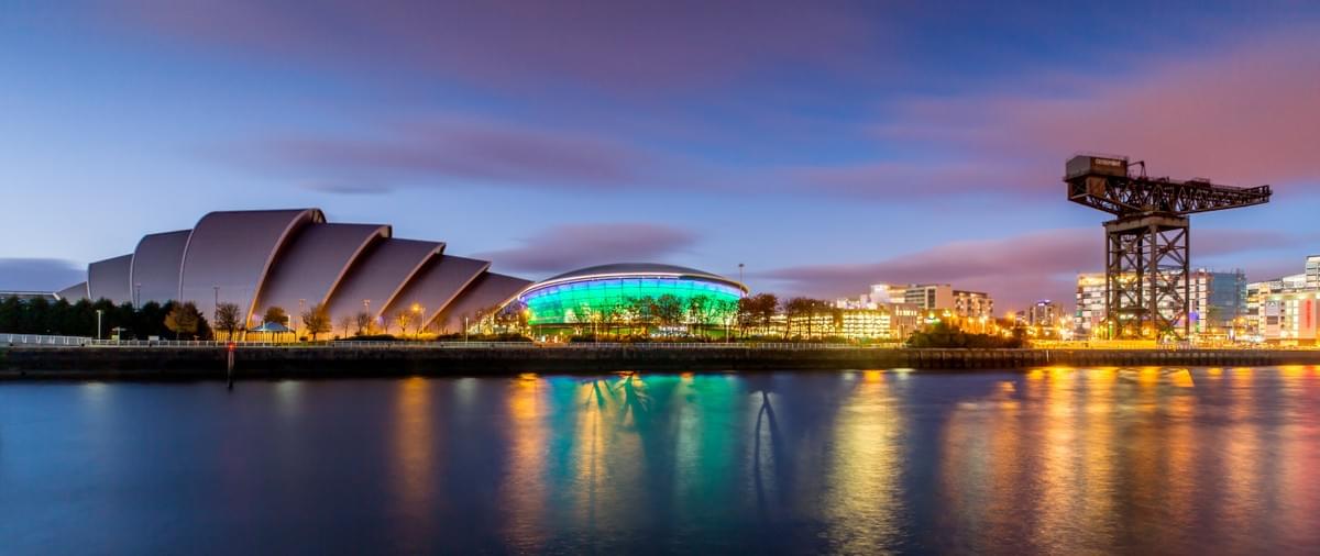 Glasgow Airport Cabs Glasgow's premier airport and executive taxi transfer provider. SEC Campus from otherside of River Clyde at dusk. Glasgow Airport Cabs Glasgow's premier airport and executive taxi transfer provider. SEC Campus from otherside of River Clyde at dusk.