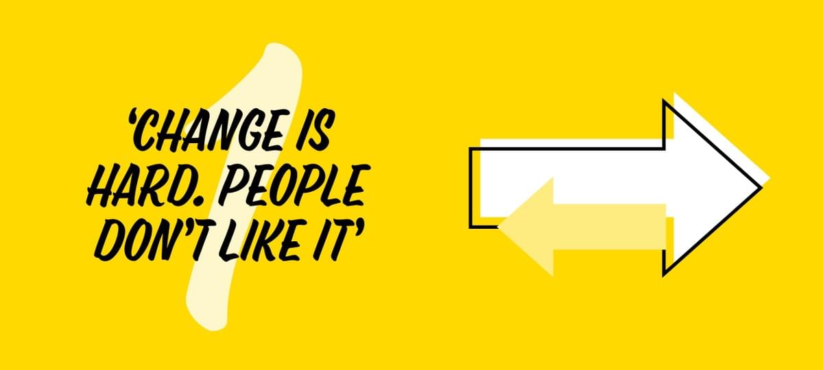 We Are Brass Tacks. internal communications. Employee engagement. HSE. HR. Workplace culture - White and pale yellow arrows facing left and right on yellow background. We Are Brass Tacks. internal communications. Employee engagement. HSE. HR. Workplace culture - White and pale yellow arrows facing left and right on yellow background.