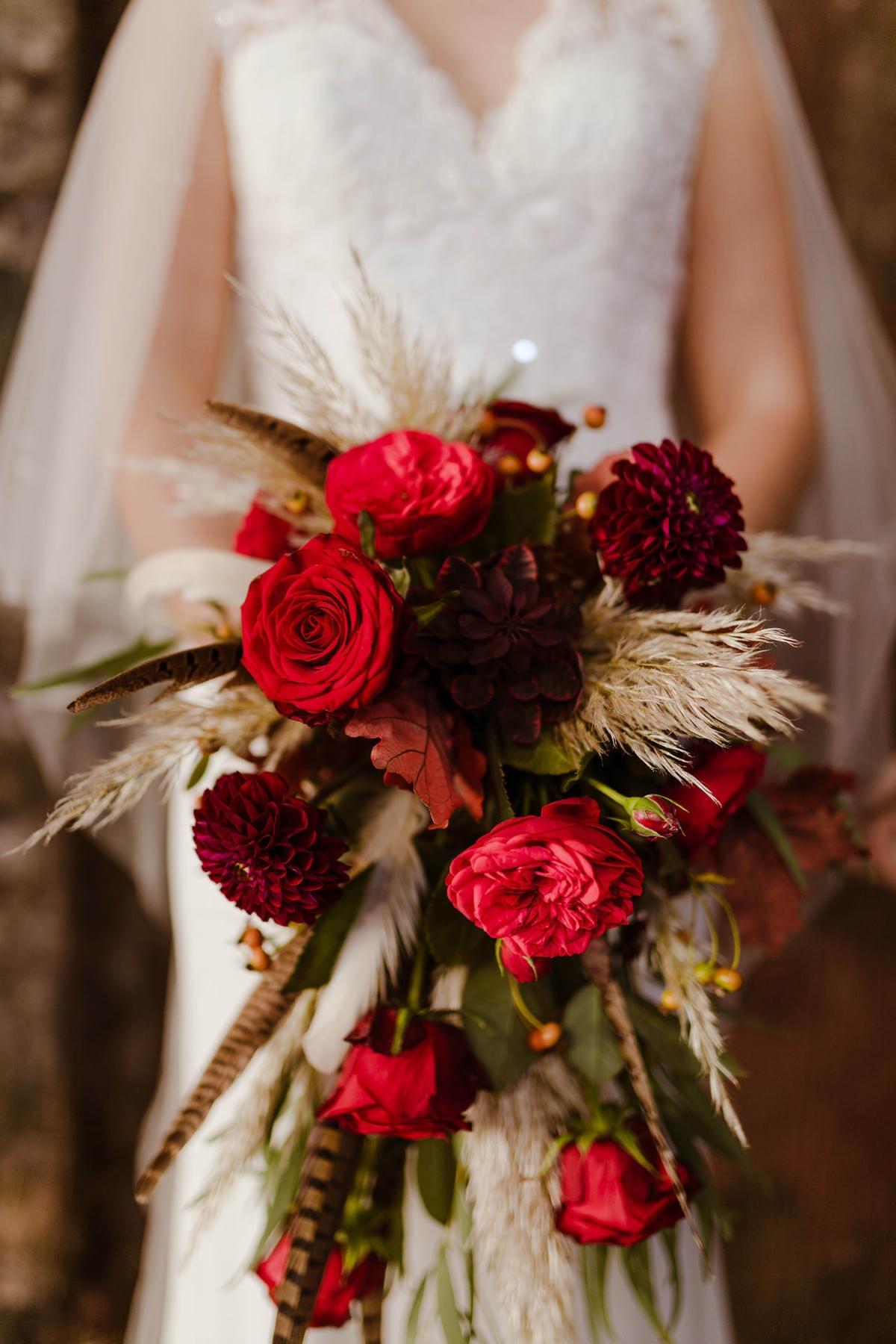 Autumn wedding bouquet red roses Autumn wedding bouquet red roses