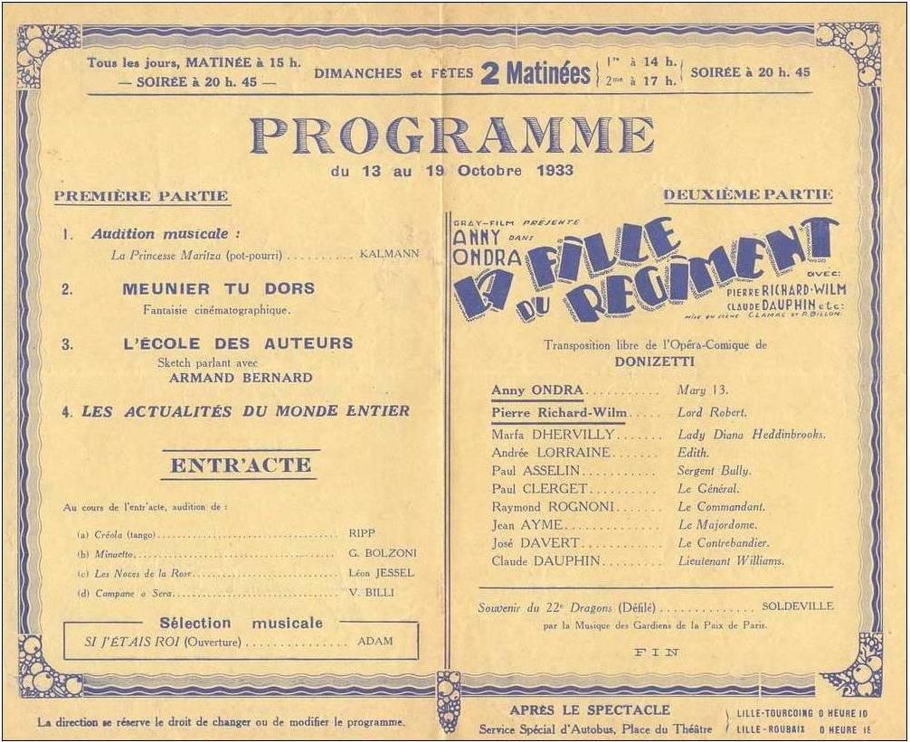 Programme du cinema Le Capitole rue de bethune à Lille du 13 au 19 octobre 1933 pages intérieures Programme du cinema Le Capitole rue de bethune à Lille du 13 au 19 octobre 1933 pages intérieures