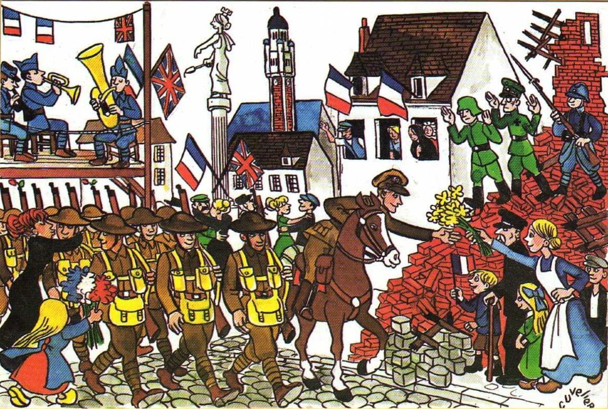 roland cuvelier lille dessin de la delivrance de lille en 1918 roland cuvelier lille dessin de la delivrance de lille en 1918
