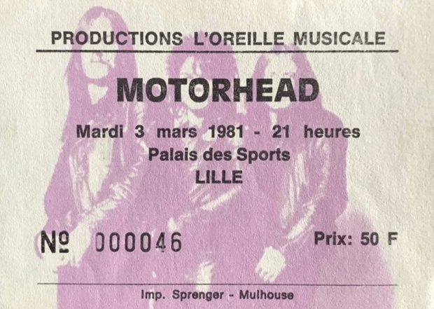 lille ticket billet place concert Motörhead, Palais Saint-Sauveur, 3 mars 1981 lille ticket billet place concert Motörhead, Palais Saint-Sauveur, 3 mars 1981