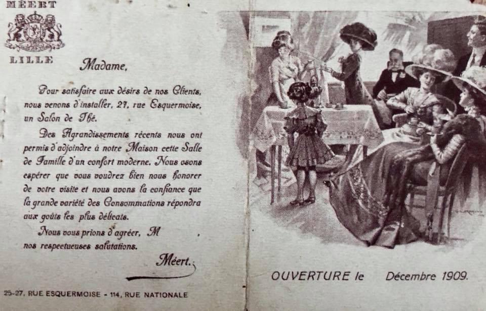 Lille meert : Invitation pour l'ouverture du salon de thé en décembre 1909 Lille meert : Invitation pour l'ouverture du salon de thé en décembre 1909