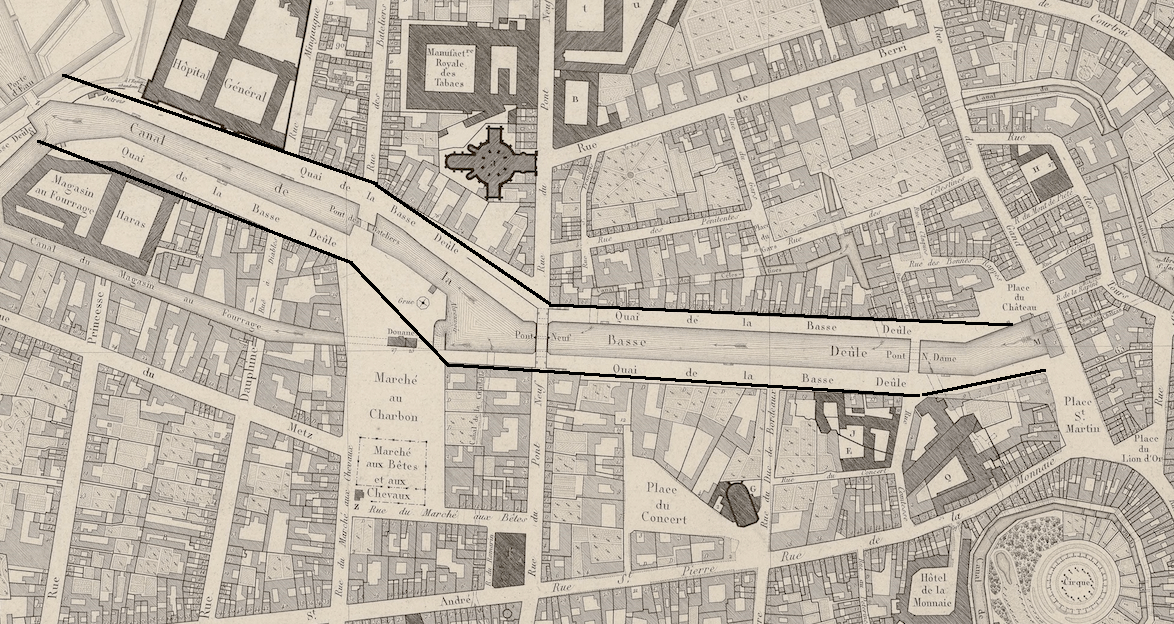 Lille Plan de 1820 montrant le canal de la Basse Deûle qui sera comblé et remplacé par l'avenue du Peuple Belge Lille Plan de 1820 montrant le canal de la Basse Deûle qui sera comblé et remplacé par l'avenue du Peuple Belge