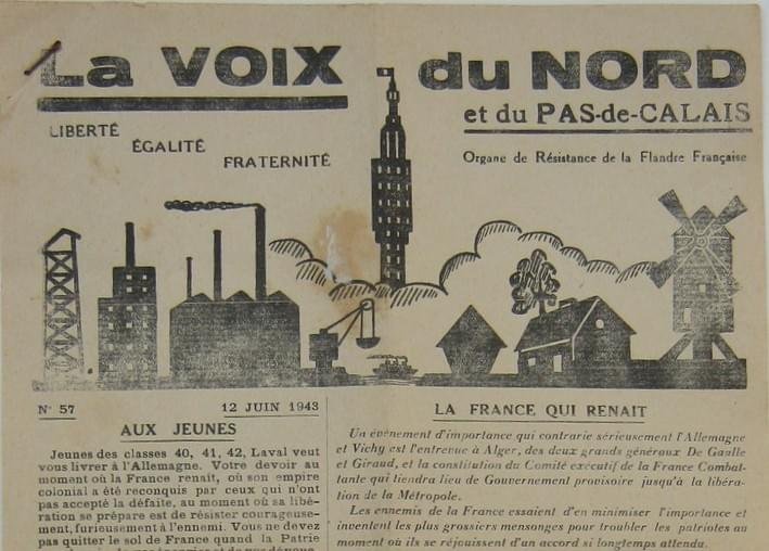 Lille couverture du journal la voix du nord numéro 57 du 12 juin 1943 Lille couverture du journal la voix du nord numéro 57 du 12 juin 1943