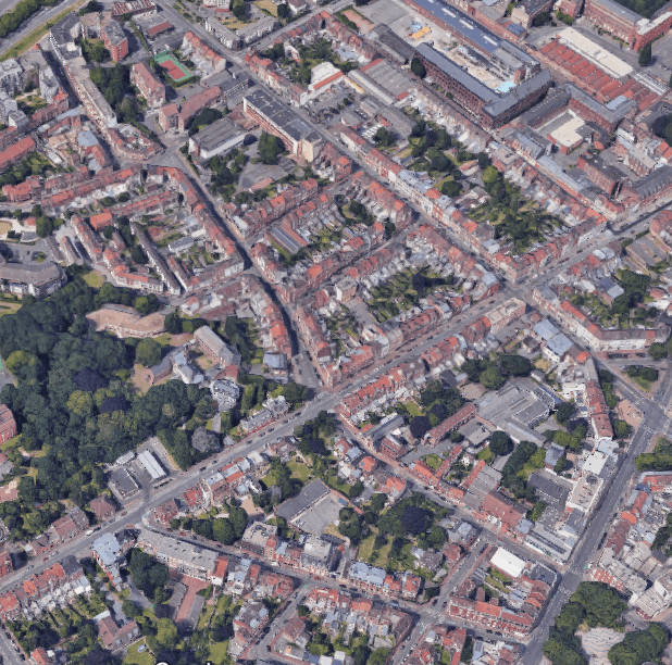 Lille Le tracé sinueux de la rue de Canteleu est particulièrement remarquable sur cette vue aérienne Lille Le tracé sinueux de la rue de Canteleu est particulièrement remarquable sur cette vue aérienne