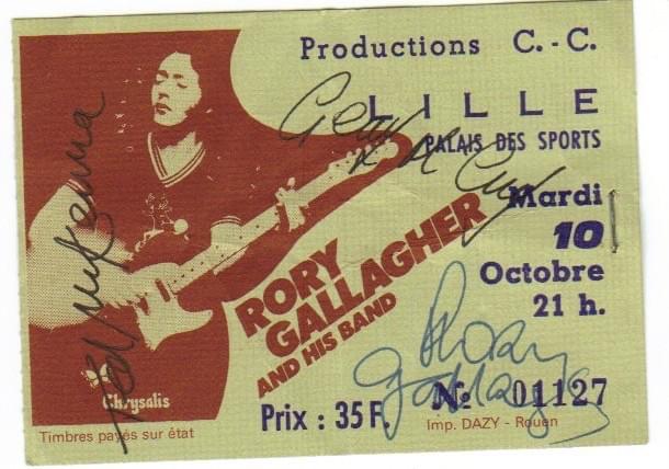 lille ticket billet concert Rory Gallagher, Palais des Sports Saint-Sauveur, 10 octobre 1978 lille ticket billet concert Rory Gallagher, Palais des Sports Saint-Sauveur, 10 octobre 1978