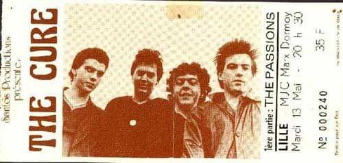 lille ticket billet place concert The Cure, MJC Marx Dormoy, 13 mai 1980 lille ticket billet place concert The Cure, MJC Marx Dormoy, 13 mai 1980