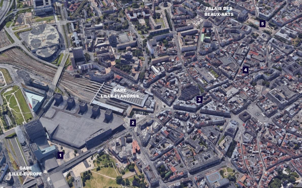 lille carte 3D des point d'intéret entre la gare lille europe lille flandres et le palais des beaux-arts lille carte 3D des point d'intéret entre la gare lille europe lille flandres et le palais des beaux-arts