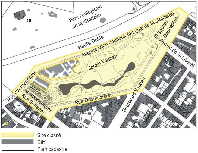 plan du Jardin Vauban à Lille plan du Jardin Vauban à Lille
