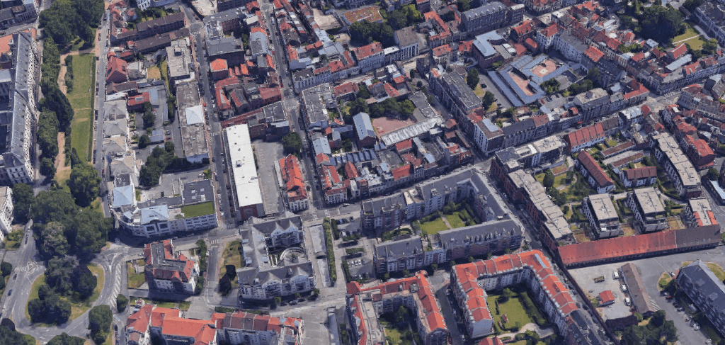 Lille rue saint sébastien : vue aerienne en 3D Lille rue saint sébastien : vue aerienne en 3D