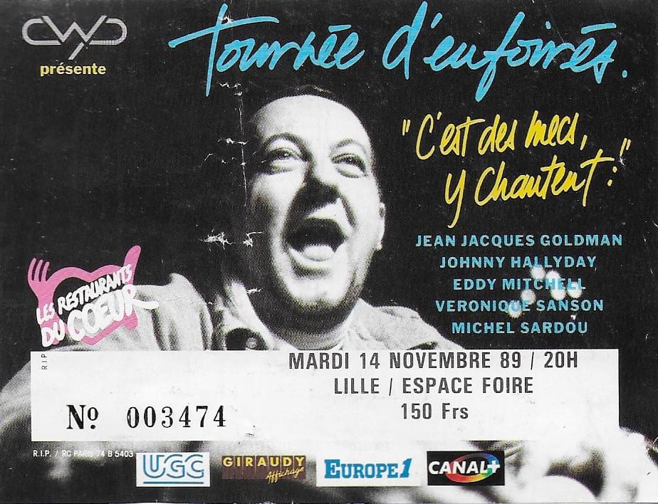 lille ticket billet place concert Les Enfoirés, Espace Foire, 14 novembre 1989 lille ticket billet place concert Les Enfoirés, Espace Foire, 14 novembre 1989