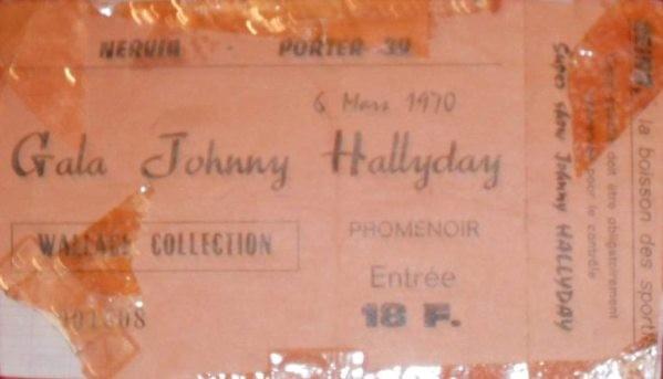 lille ticket billet concert Johnny Hallyday, Palais des Sports de la Foire Commerciale, 6 mars 1970 lille ticket billet concert Johnny Hallyday, Palais des Sports de la Foire Commerciale, 6 mars 1970